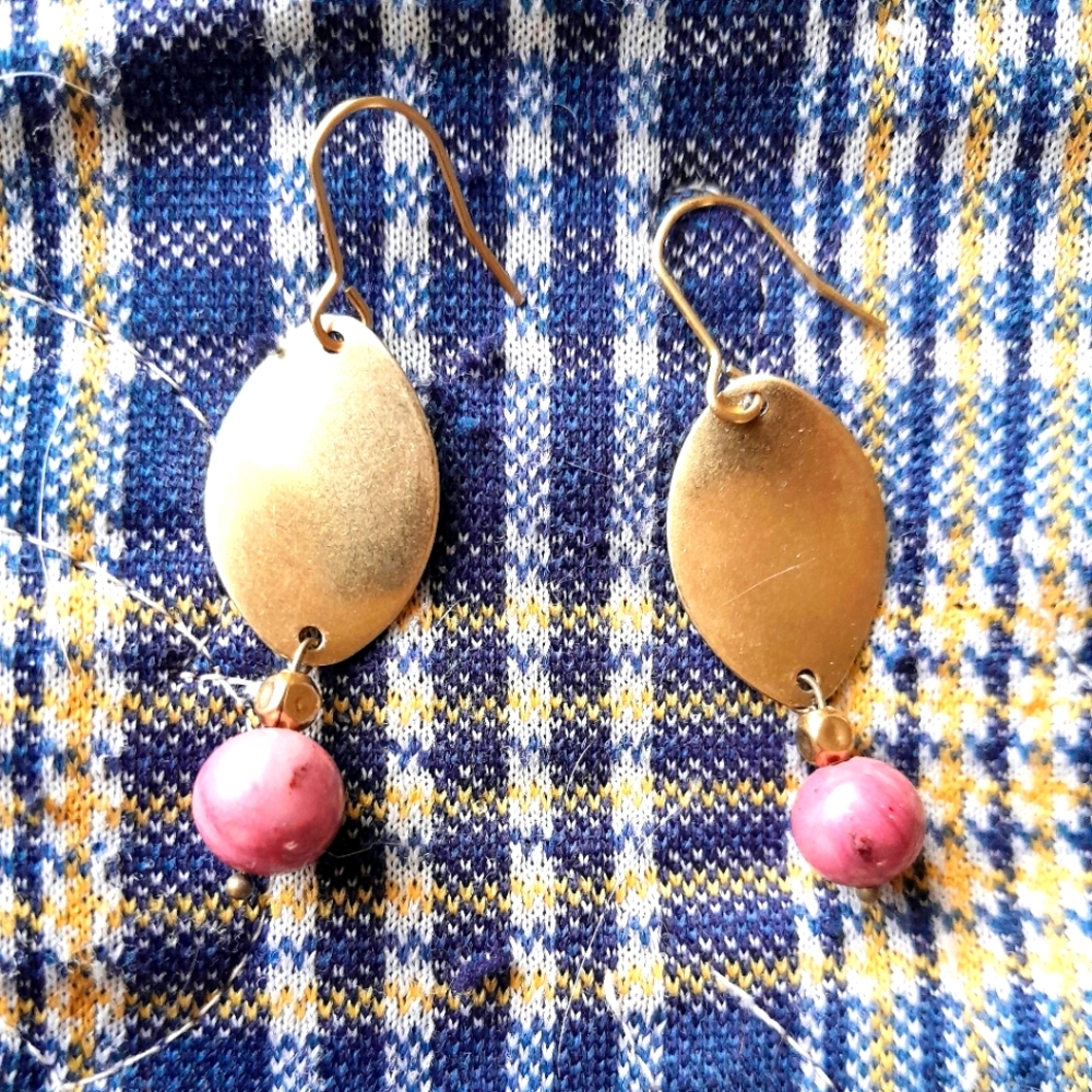 Rhodochrosite 'Twist' Earrings